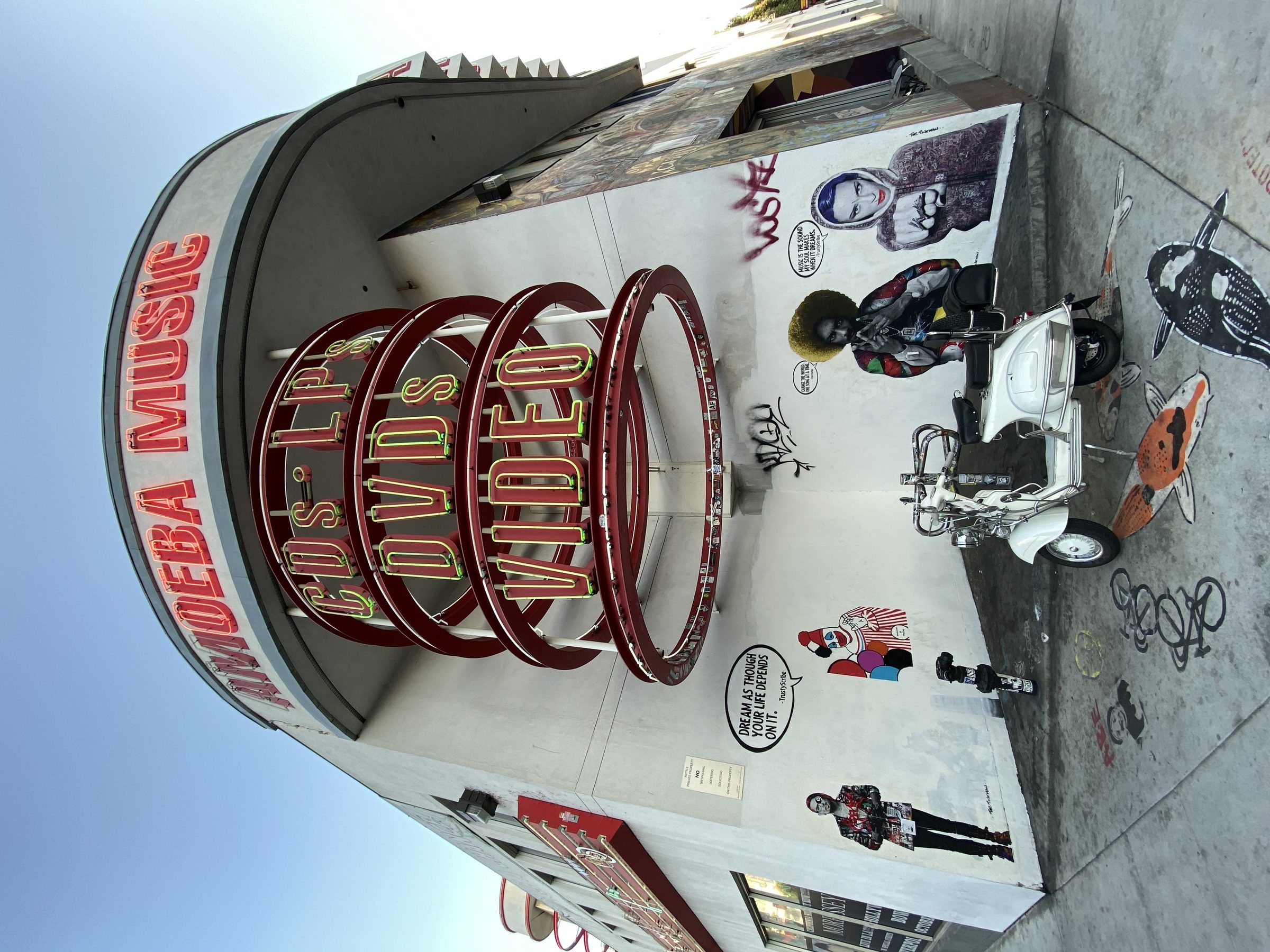 The Vespa outside Amoeba Music